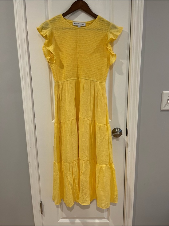 Emma & Michele Dresses & Skirts - Emma & Michele Yellow Ruffle-Sleeve Tiered Dress